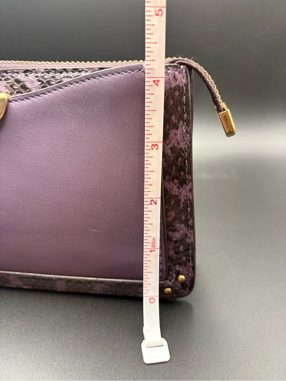Coach Dreamer Wristlet Lavender Leather Snakeskin Trim Clutch Style 73957